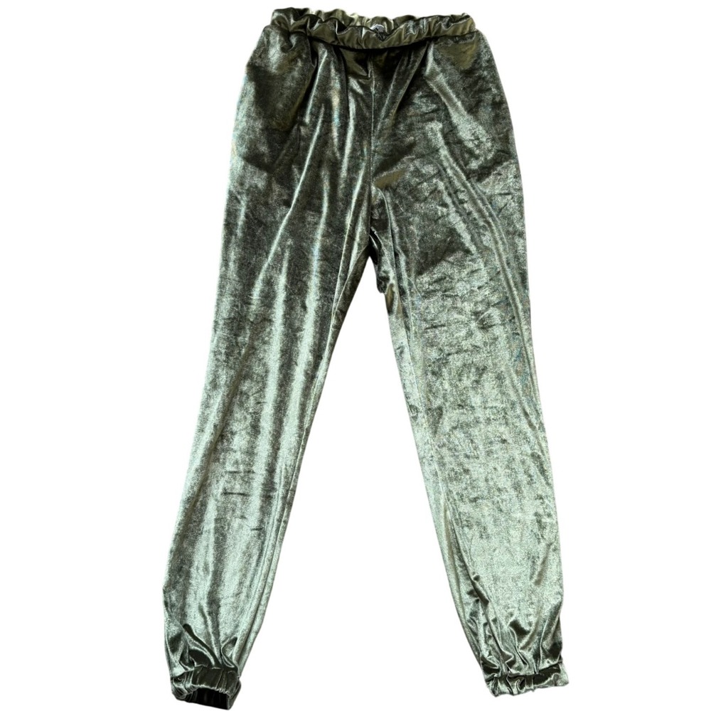Lovers + Friends Takara Jogger Sz XS Olive Green Velvet Athleisure Sporty